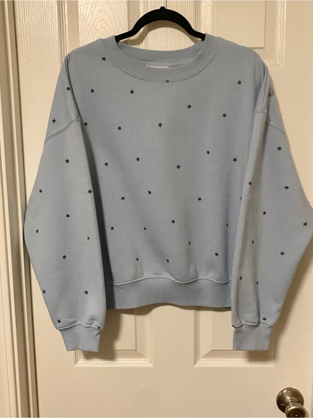 Hippie Rose Light Blue Star-Print Crewneck Sweatshirt